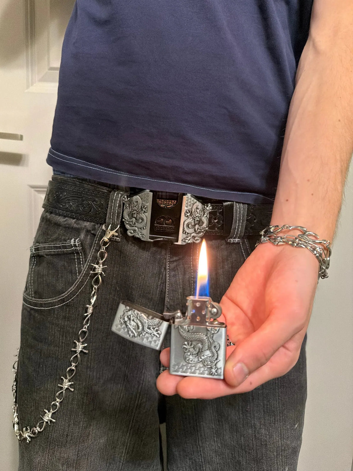 Mağazam 5 Cinturón con Encendedor Dragón Serpiente